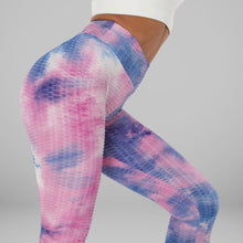 Load image into Gallery viewer, GYMKARTEL® ANTI-CELLULITE AND PUSH UP LEGGINGS - TIE-DYE PURPLE