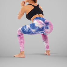 Load image into Gallery viewer, GYMKARTEL® ANTI-CELLULITE AND PUSH UP LEGGINGS - TIE-DYE PURPLE
