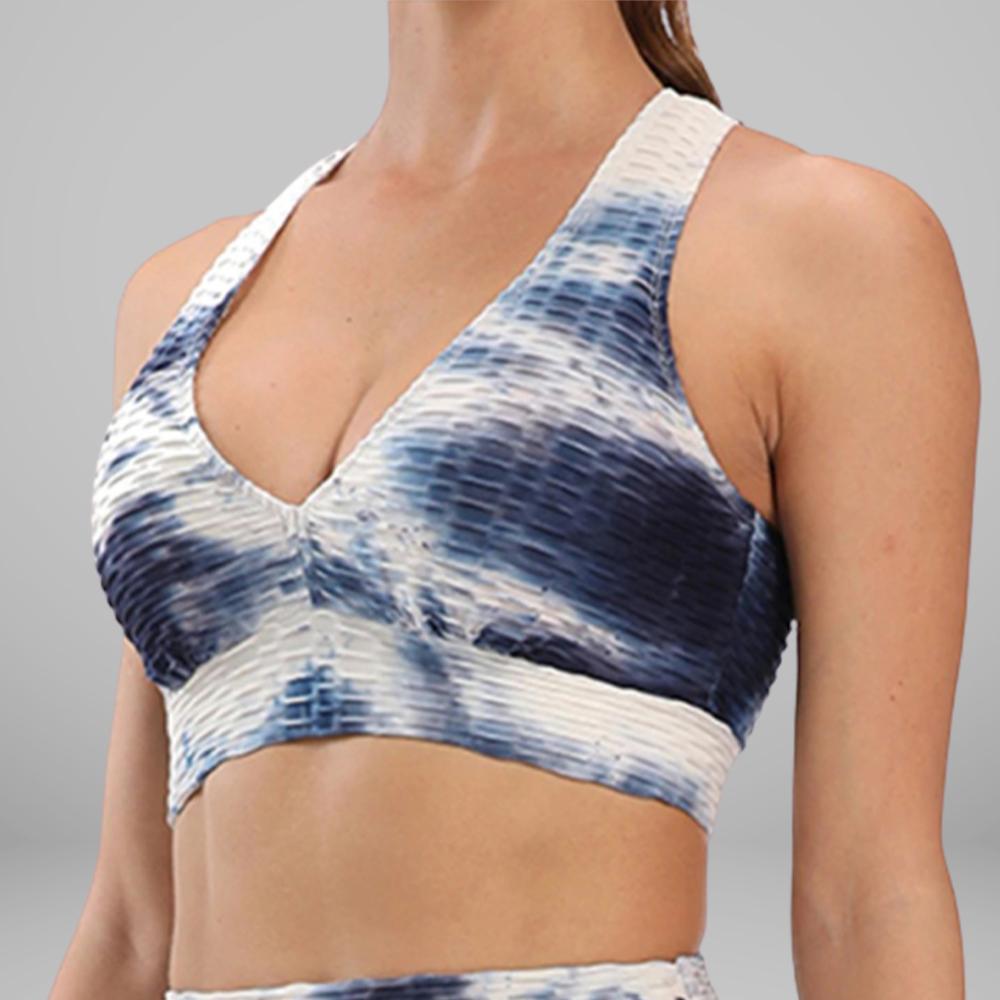 GYMKARTEL® SUPPORTIVE SPORTS BRA - TIE-DYE BLUE