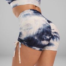 Load image into Gallery viewer, GYMKARTEL® ANTI-CELLULITE AND PUSH UP SHORTS - TIE-DYE BLUE
