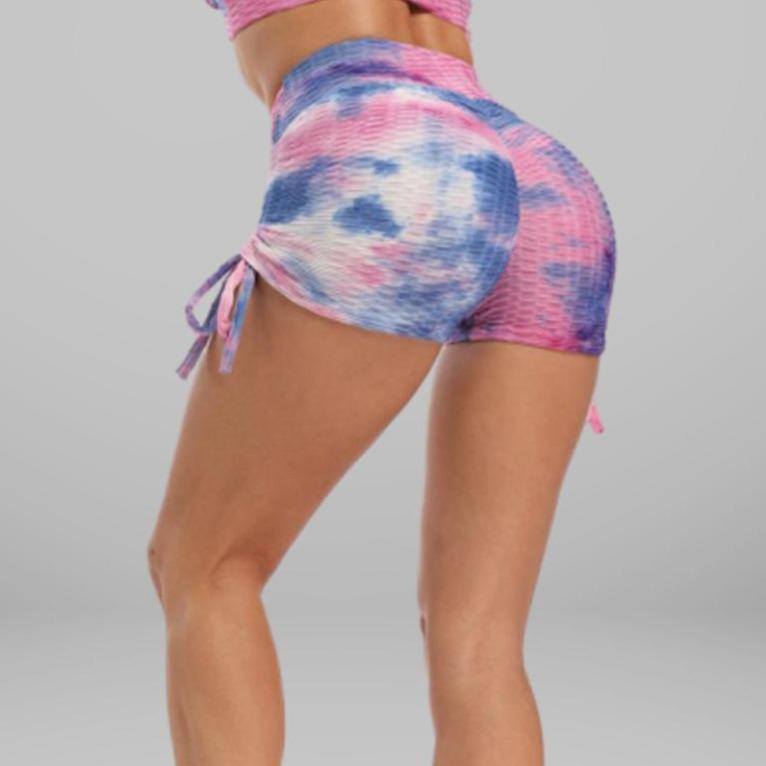 GYMKARTEL® ANTI-CELLULITE AND PUSH UP SHORTS - TIE-DYE PURPLE
