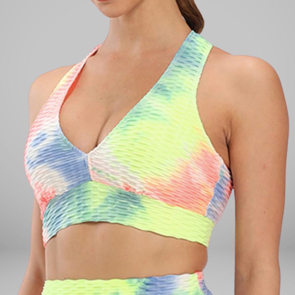 GYMKARTEL® SUPPORTIVE SPORTS BRA - TIE-DYE YELLOW