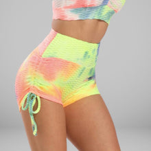 Load image into Gallery viewer, GYMKARTEL® ANTI-CELLULITE AND PUSH UP SHORTS - TIE-DYE YELLOW
