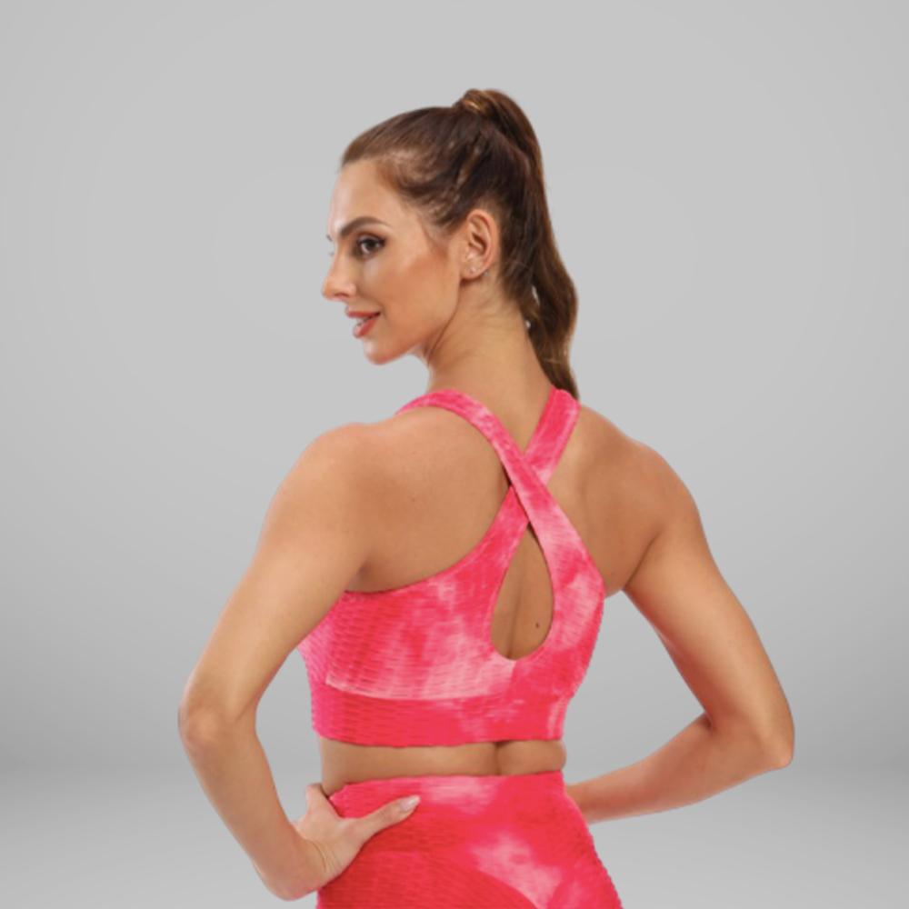 GYMKARTEL® SUPPORTIVE SPORTS BRA - TIE-DYE PINK