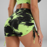 GYMKARTEL® ANTI-CELLULITE AND PUSH UP SHORTS - TIE-DYE GREEN