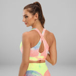 GYMKARTEL® SUPPORTIVE SPORTS BRA - TIE-DYE YELLOW