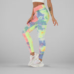 GYMKARTEL® ANTI-CELLULITE AND PUSH UP LEGGINGS - TIE-DYE YELLOW