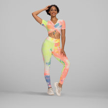 Load image into Gallery viewer, GYMKARTEL® ANTI-CELLULITE T-SHIRT - TIE-DYE YELLOW
