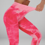 GYMKARTEL® ANTI-CELLULITE AND PUSH UP LEGGINGS - TIE-DYE PINK