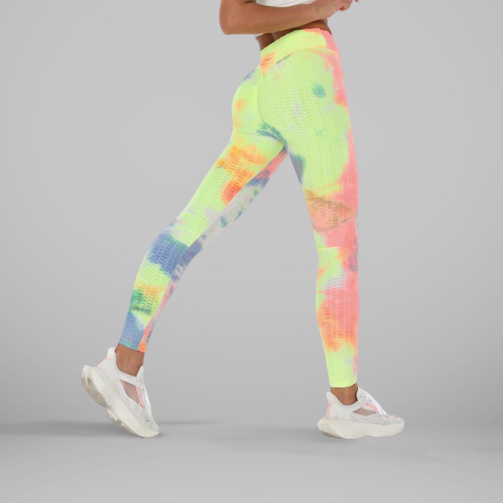 GYMKARTEL® ANTI-CELLULITE AND PUSH UP LEGGINGS - TIE-DYE YELLOW