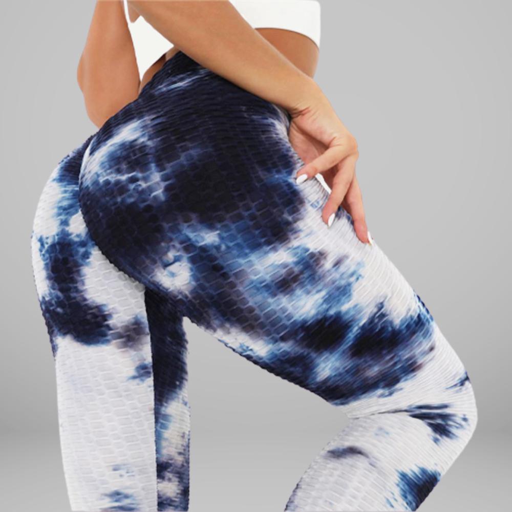 GYMKARTEL® ANTI-CELLULITE AND PUSH UP LEGGINGS - TIE-DYE BLUE